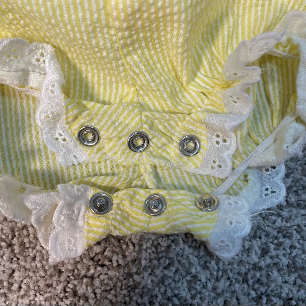 Vintage Pete’s Jeans by Good Lad baby romper and bonnet
